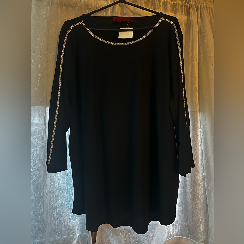 Black Top with Rhinestone Accents